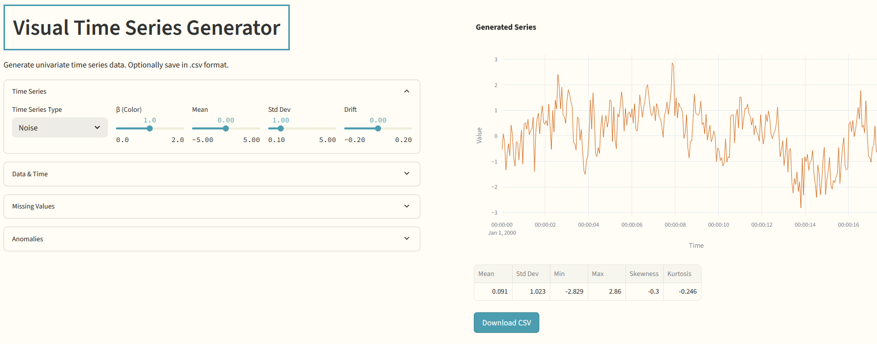 Time Series Generator Preview